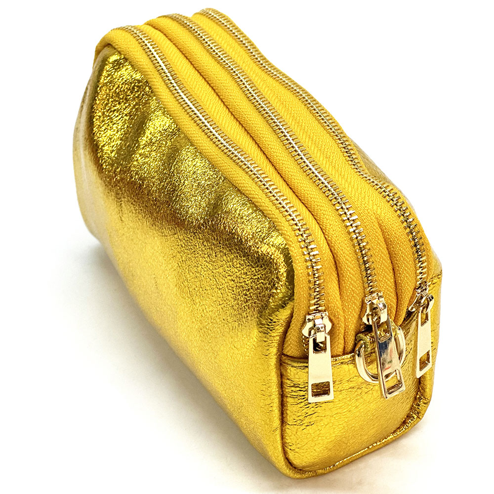Aurora Metallic Leather Crossbody Wallet - Made In Italy