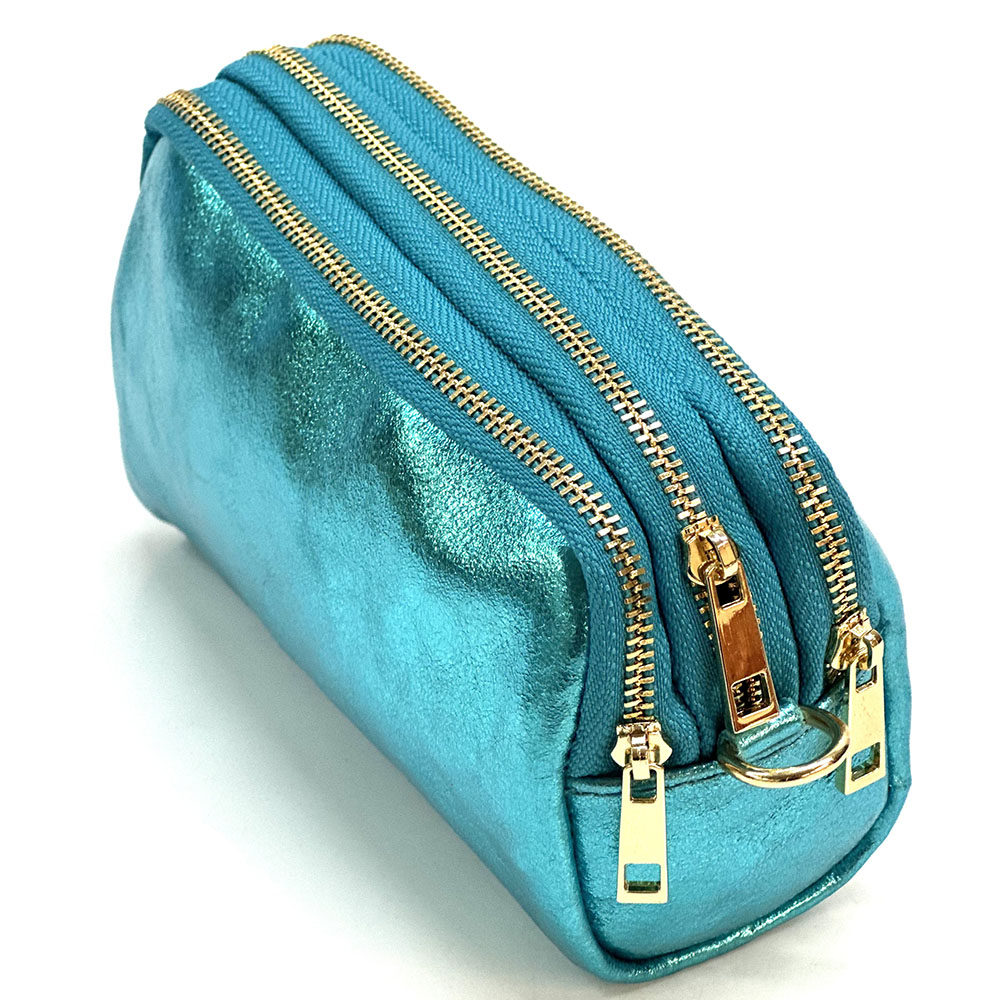 Aurora Metallic Leather Crossbody Wallet - Made In Italy