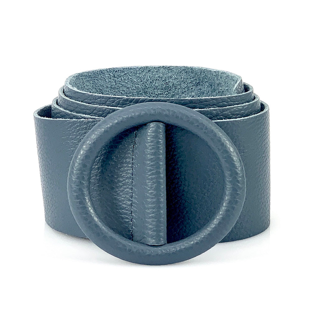 Rings of Elegance Genuine Leather Belt with Decorative Ring - Made In Italy