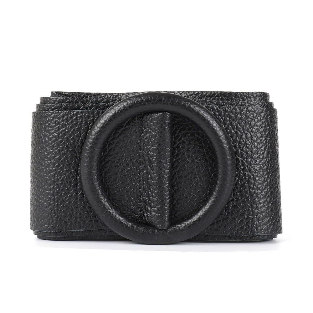 Rings of Elegance Genuine Leather Belt with Decorative Ring - Made In Italy