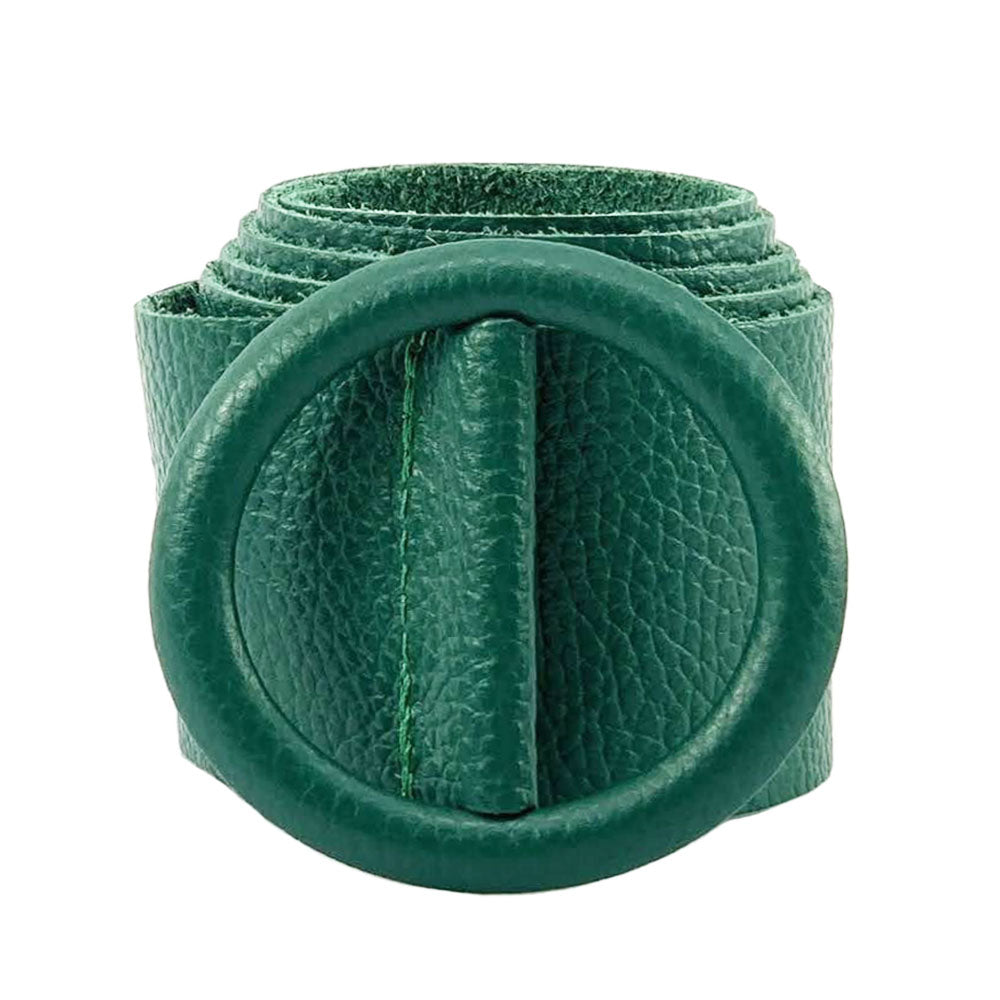 Rings of Elegance Genuine Leather Belt with Decorative Ring - Made In Italy
