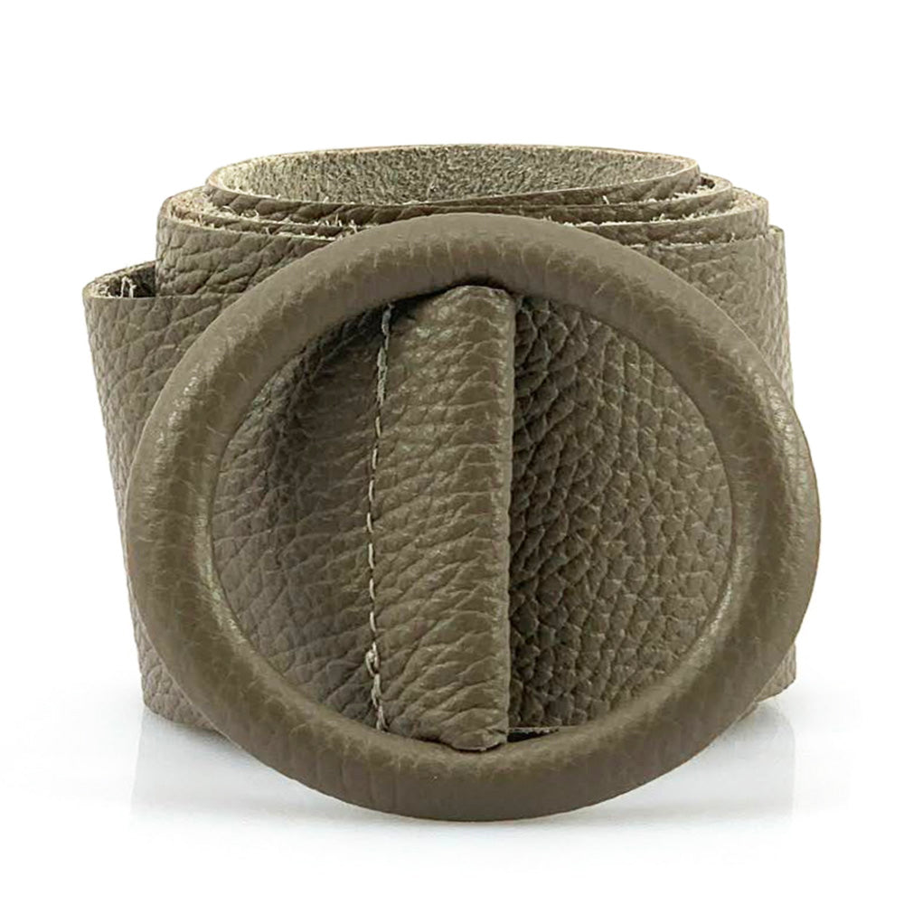 Rings of Elegance Genuine Leather Belt with Decorative Ring - Made In Italy