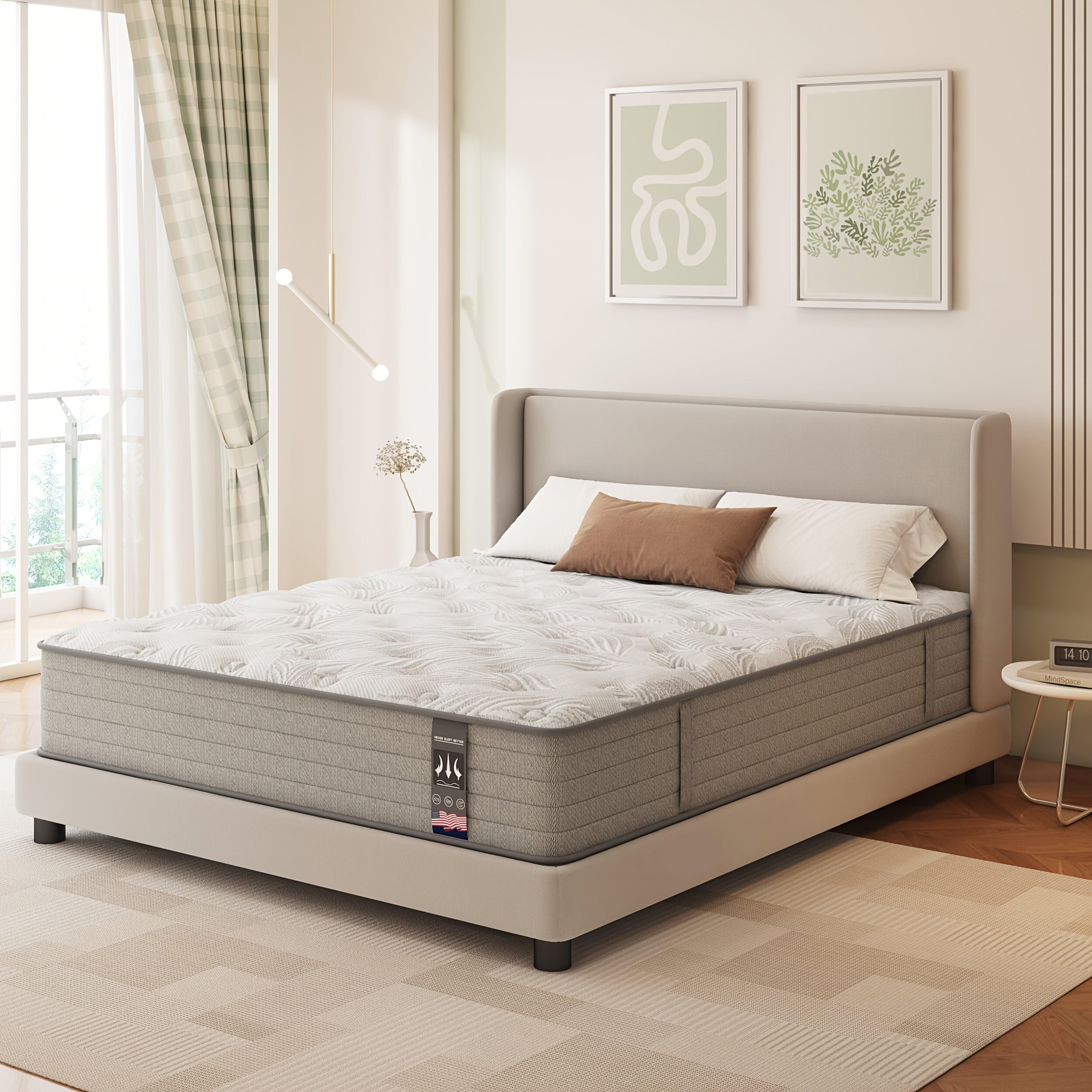 KOW 12 Inch Gel Memory Foam Hybrid Mattress With Pocket Springs, Twin Xl, Full, Queen, King, California King Sizes In A Box, Medium Firm, Fiberglass-Free