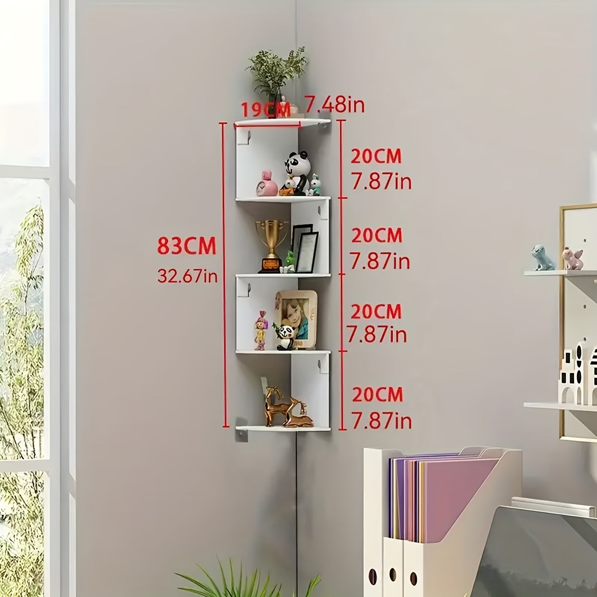 5-layer White Corner Shelf - No Drilling Required, Multi-layer Storage Shelf, Space Saving Kitchen Organizer, Home Corner Shelf, Partition Bookshelf
