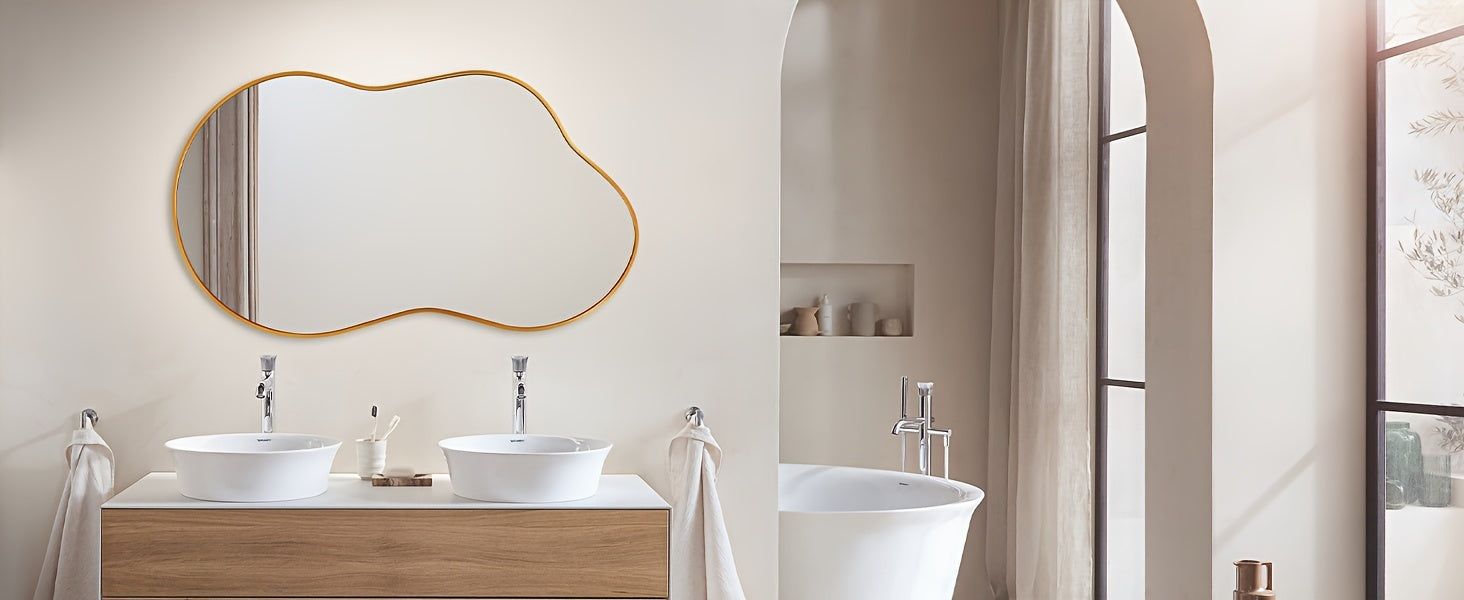 Golden Asymmetrical Mirror - Irregular Wall Mirror Aviation Aluminum Alloy Frame