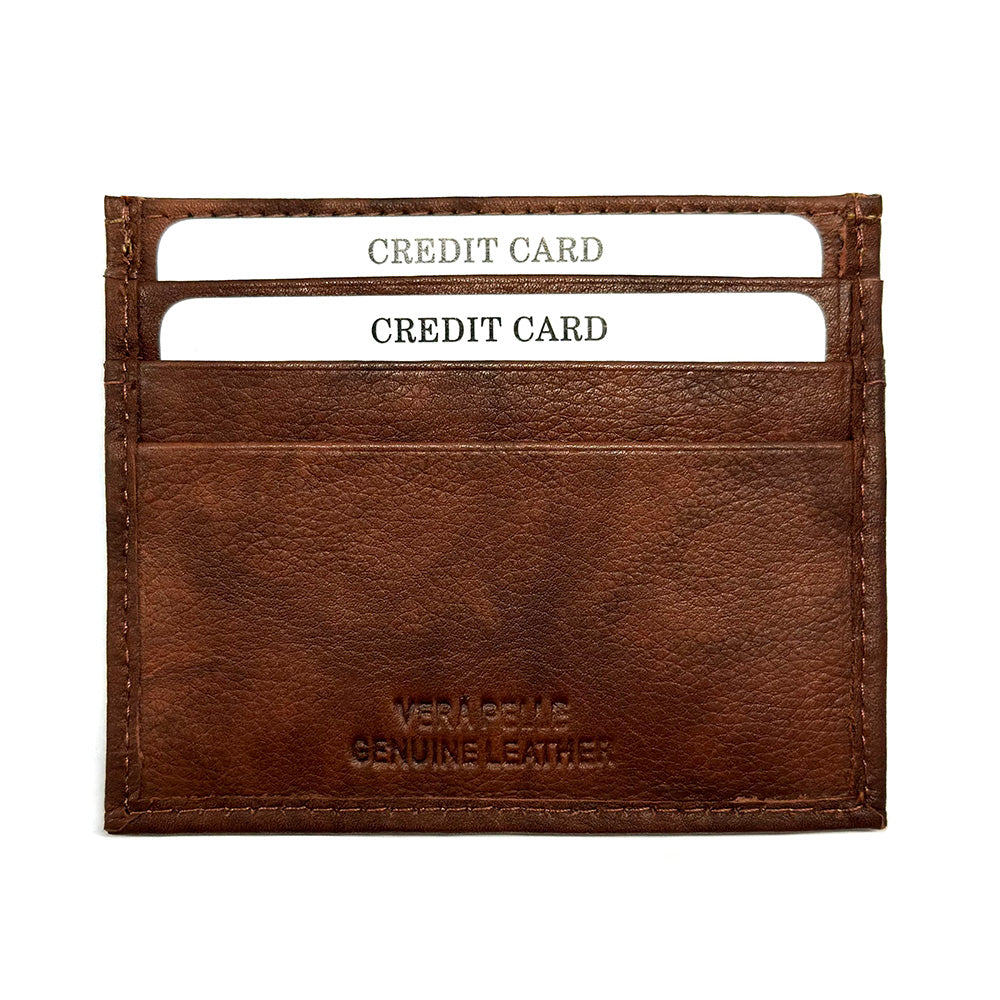 Genuine Leather Credit Card Holder with Transparent Window - Made In Italy