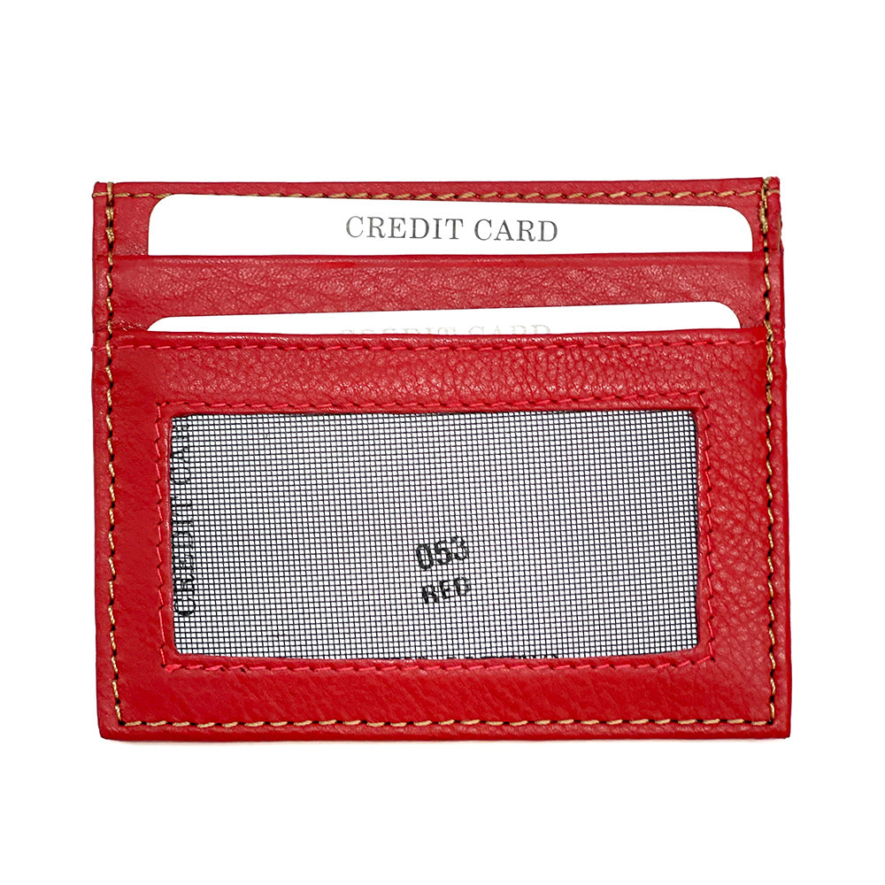 Genuine Leather Credit Card Holder with Transparent Window - Made In Italy