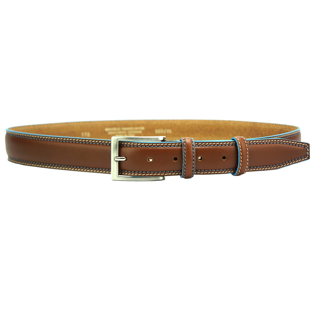 Blue Square Men’s leather belt - Made In Italy