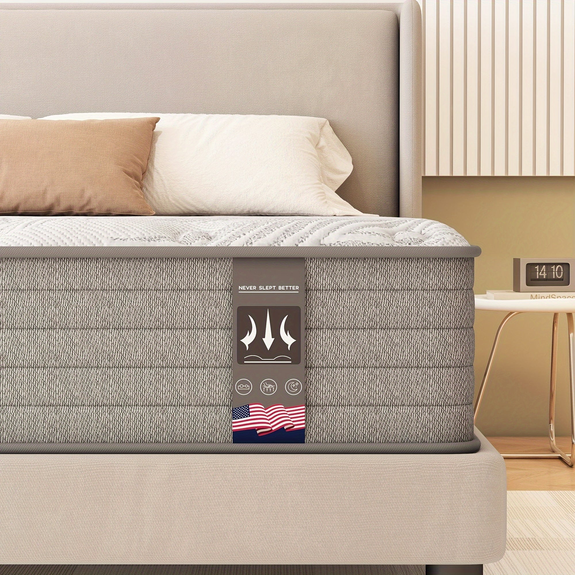 KOW 12 Inch Gel Memory Foam Hybrid Mattress With Pocket Springs, Twin Xl, Full, Queen, King, California King Sizes In A Box, Medium Firm, Fiberglass-Free