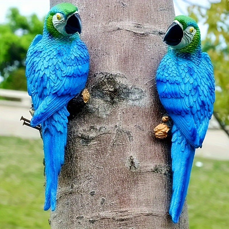 Vibrant Resin Parrot Wall Sculpture - Colorful Outdoor Garden and Home Decor, Realistic Bird Statue for Yard, Lawn, or Tree Branch, Weather-Resistant Art Piece