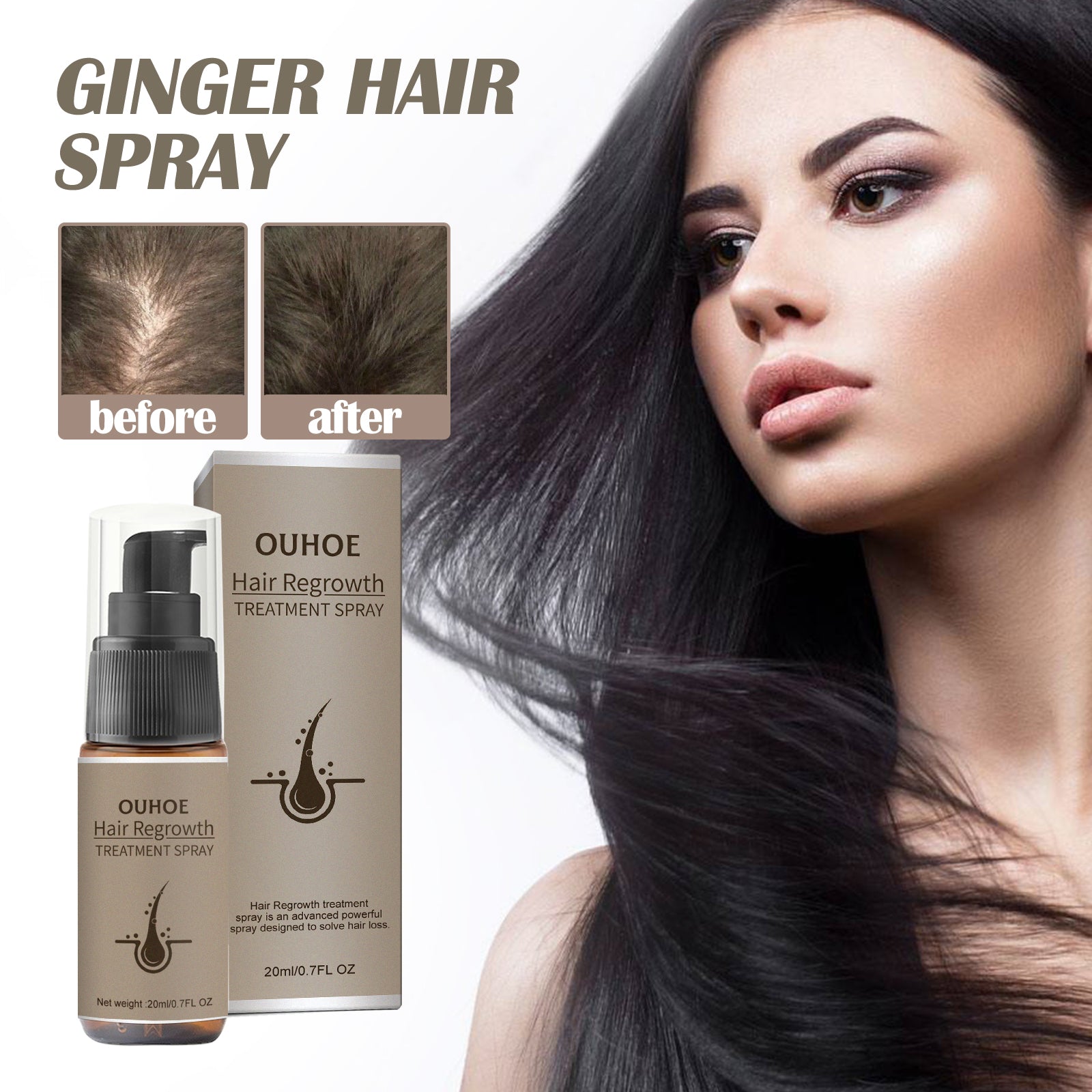 Ginger Hair Spray, Prevent Hair Loss, Moisturize Strengthen And Thicken Hair Care For Hair Spray