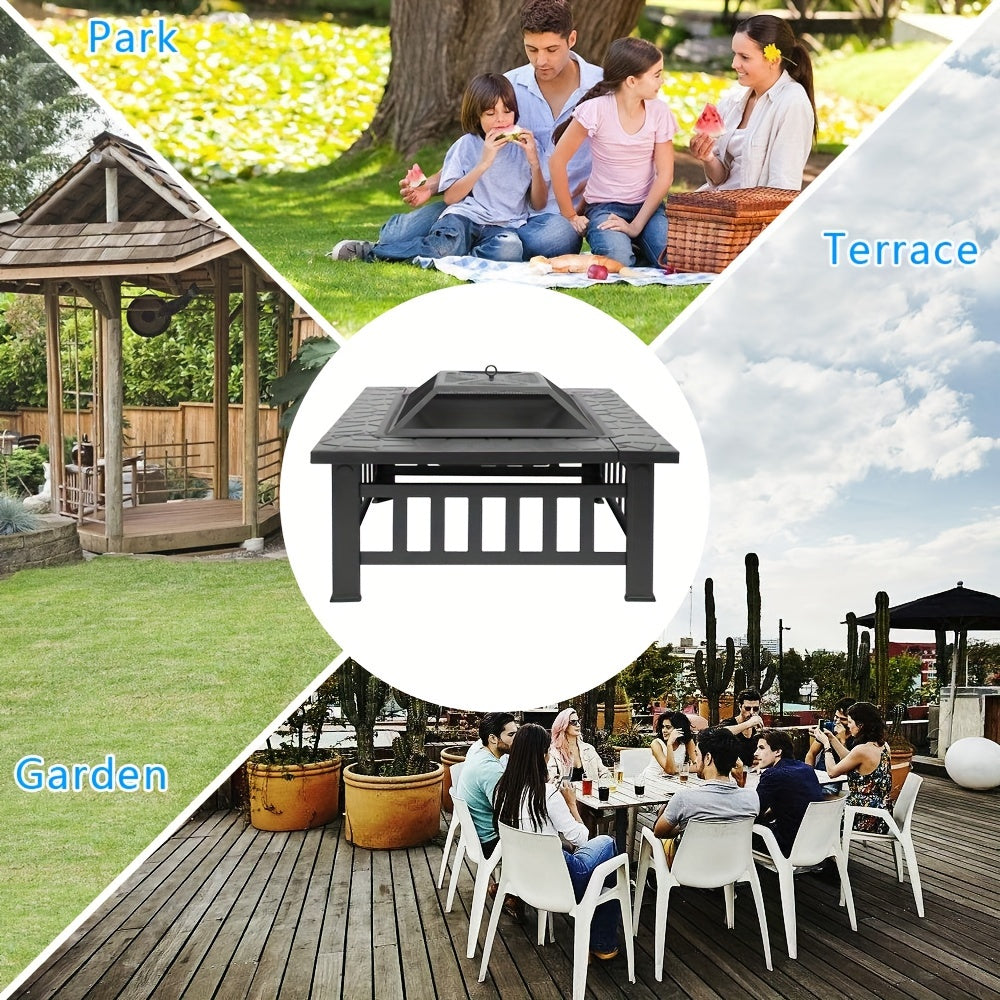 38in Round Wrought Iron with Grill Pan Wood Burning Fire Pit
