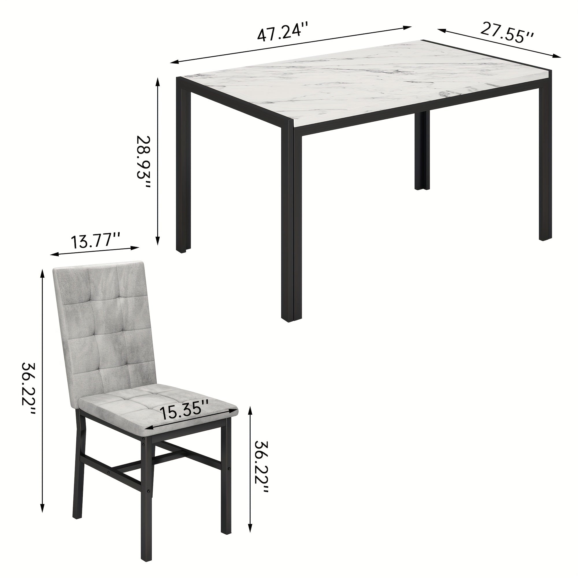 5pcs Faux Marble Tabletop Dining Table Set
