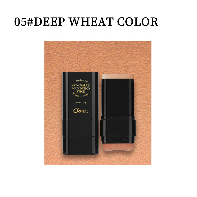 Oqianya Cream Foundation Concealer Long-Lasting Solid Foundation Dual-Purpose Powder Puff Brush