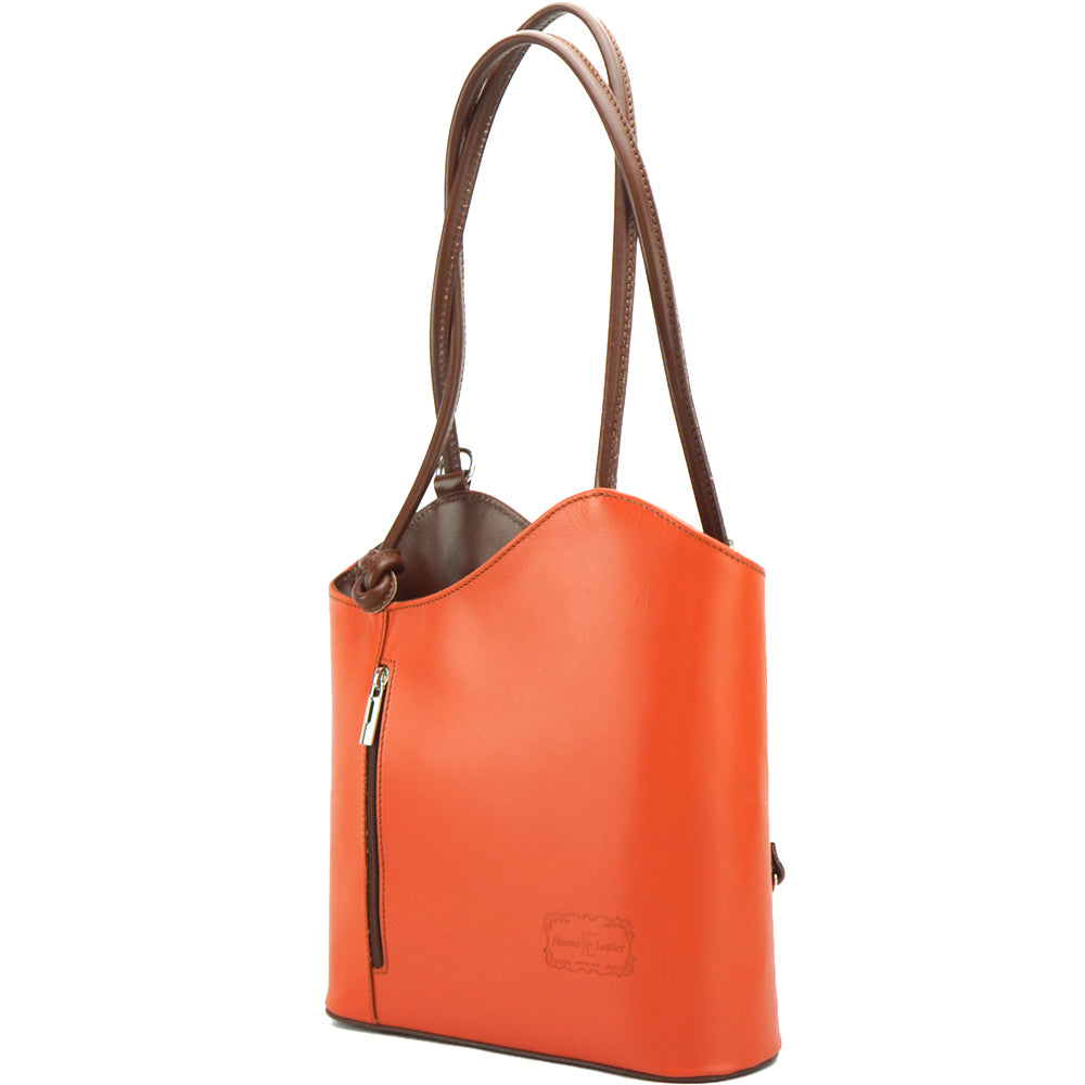 Cloe Leather Convertible Shoulder Bag and Backpack - Made In Italy