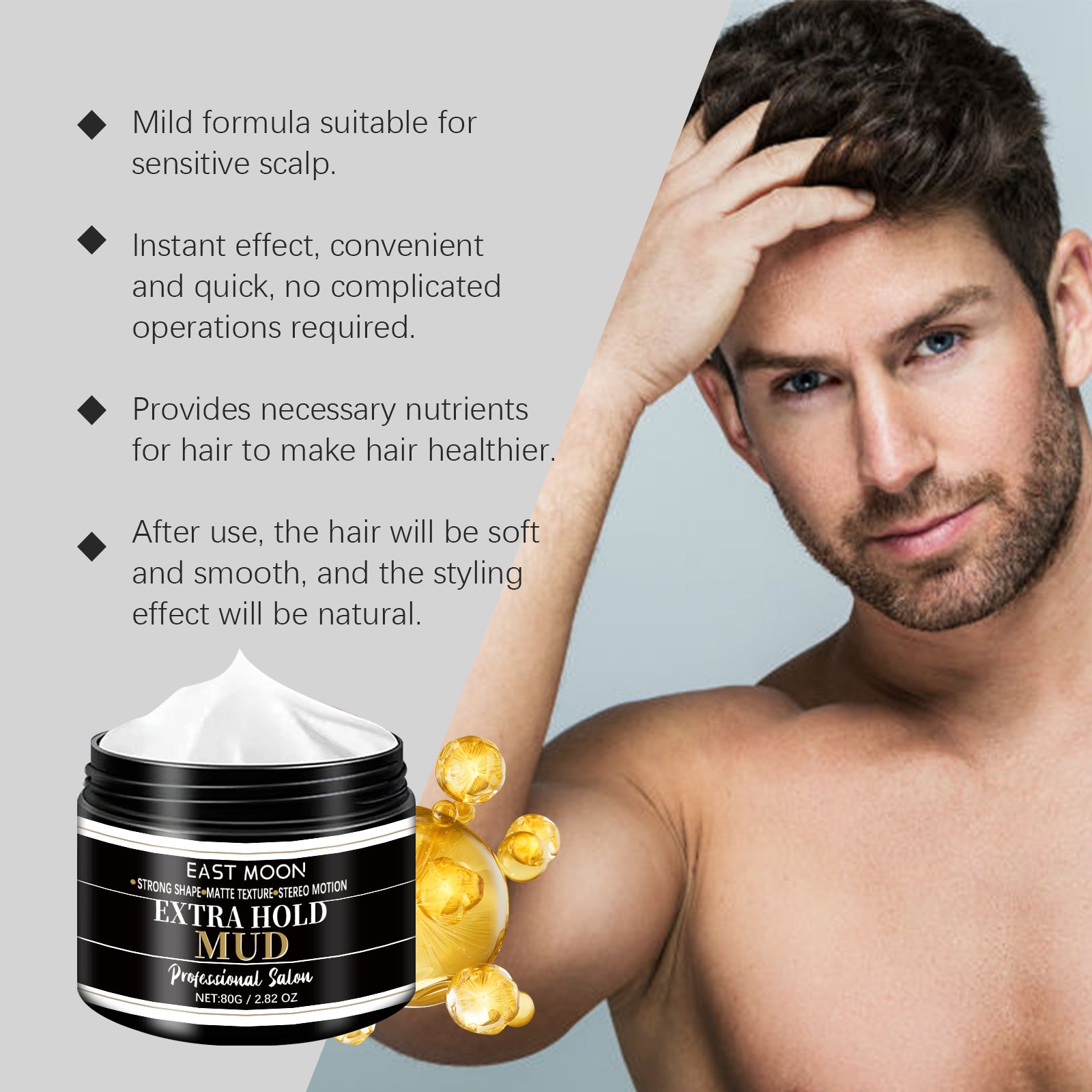 East Moon Hair Styling Cream Broken Hair Lanugo Hair Bangs Styling Long-Lasting Natural Styling Refreshing Styling Hair Wax