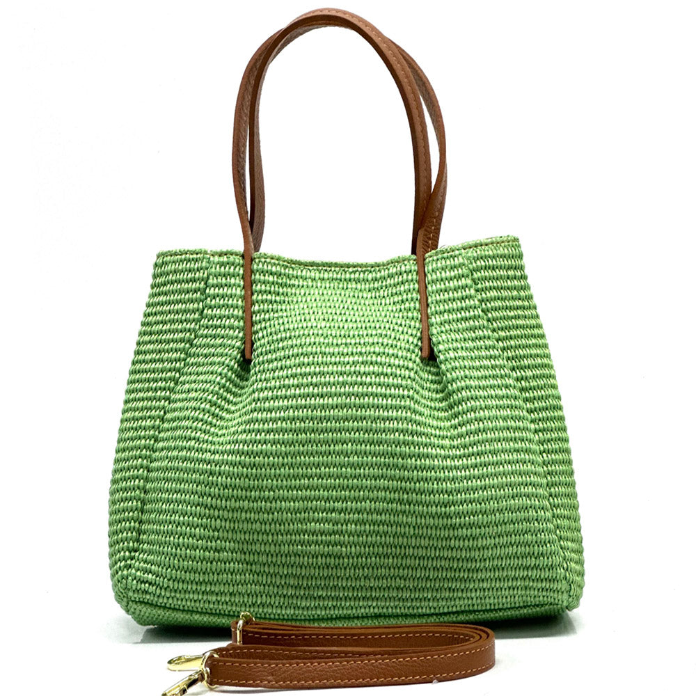 Ludmilla Handmade Raffia and Leather Bag - Made In Italy