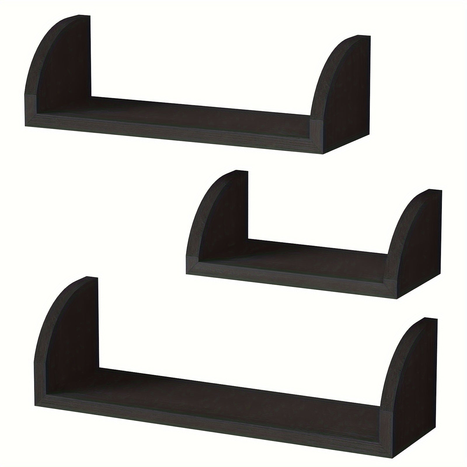 Floating Shelves Wall Mounted, Solid Wood Shelves Wall Bookshelves Set Of 3 - Black