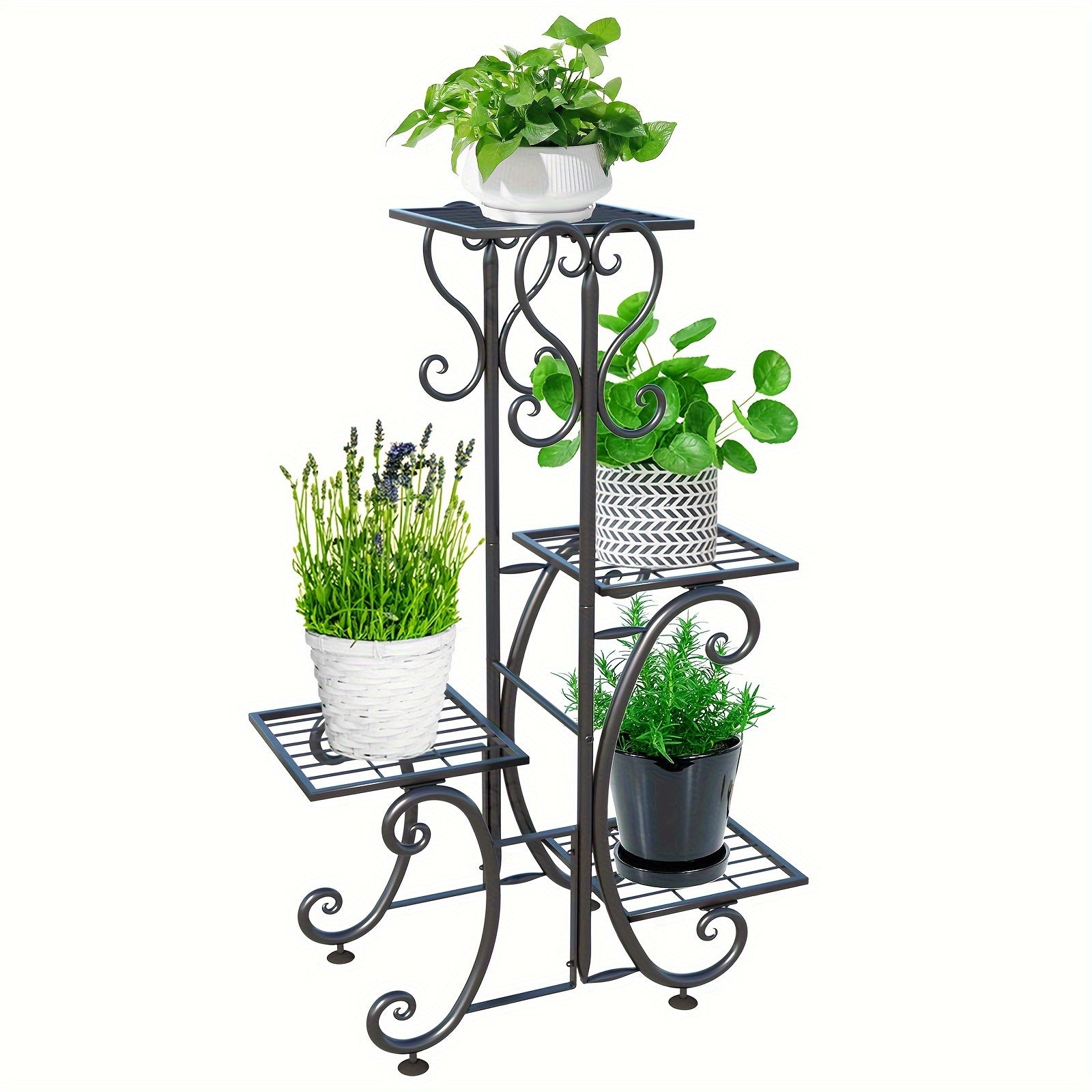 4 Tier Metal Plant Shelf, Plant Stand Indoor Outdoor Flower Pot Holder Display Racks