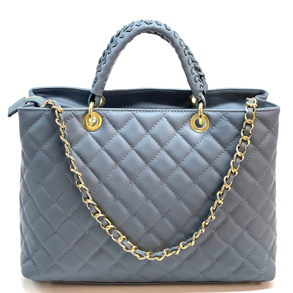 Severa Italian Genuine Leather Quilted Handbag - Made In Italy