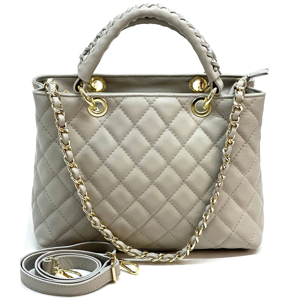 Severa Italian Genuine Leather Quilted Handbag - Made In Italy