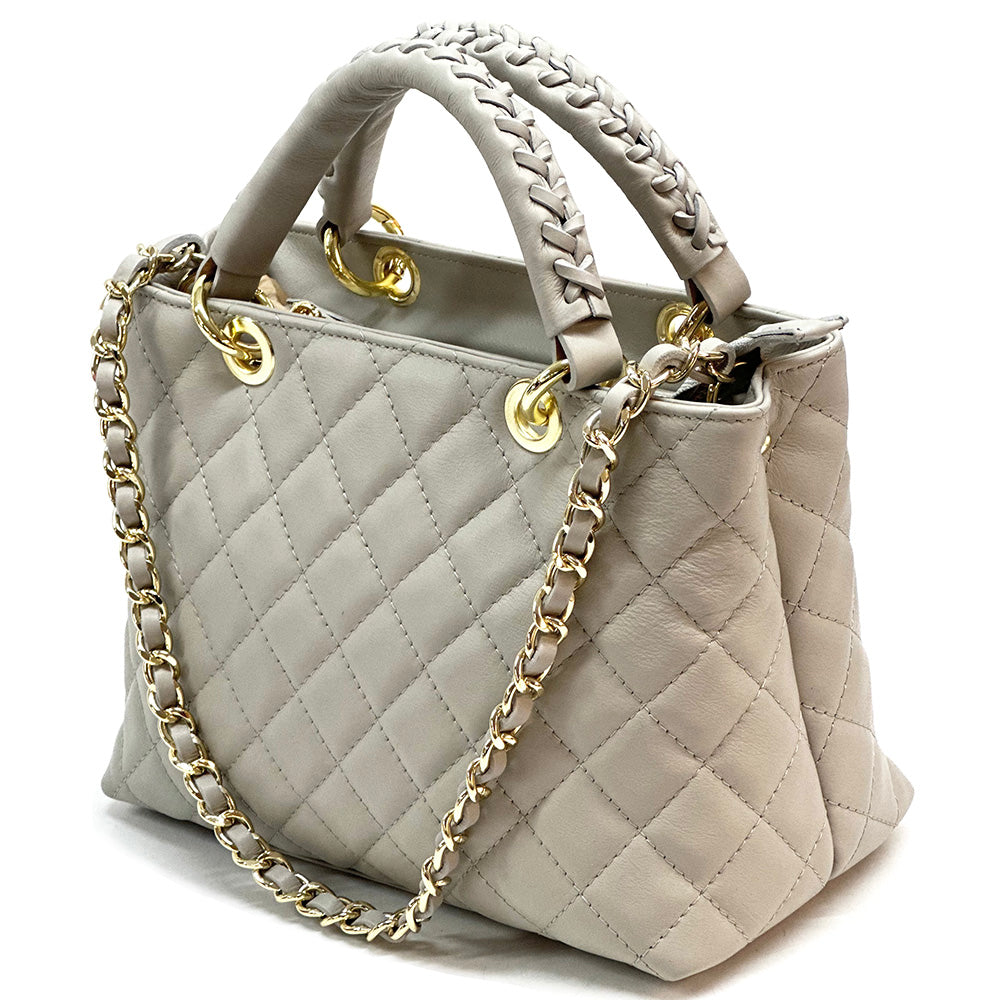 Severa Italian Genuine Leather Quilted Handbag - Made In Italy