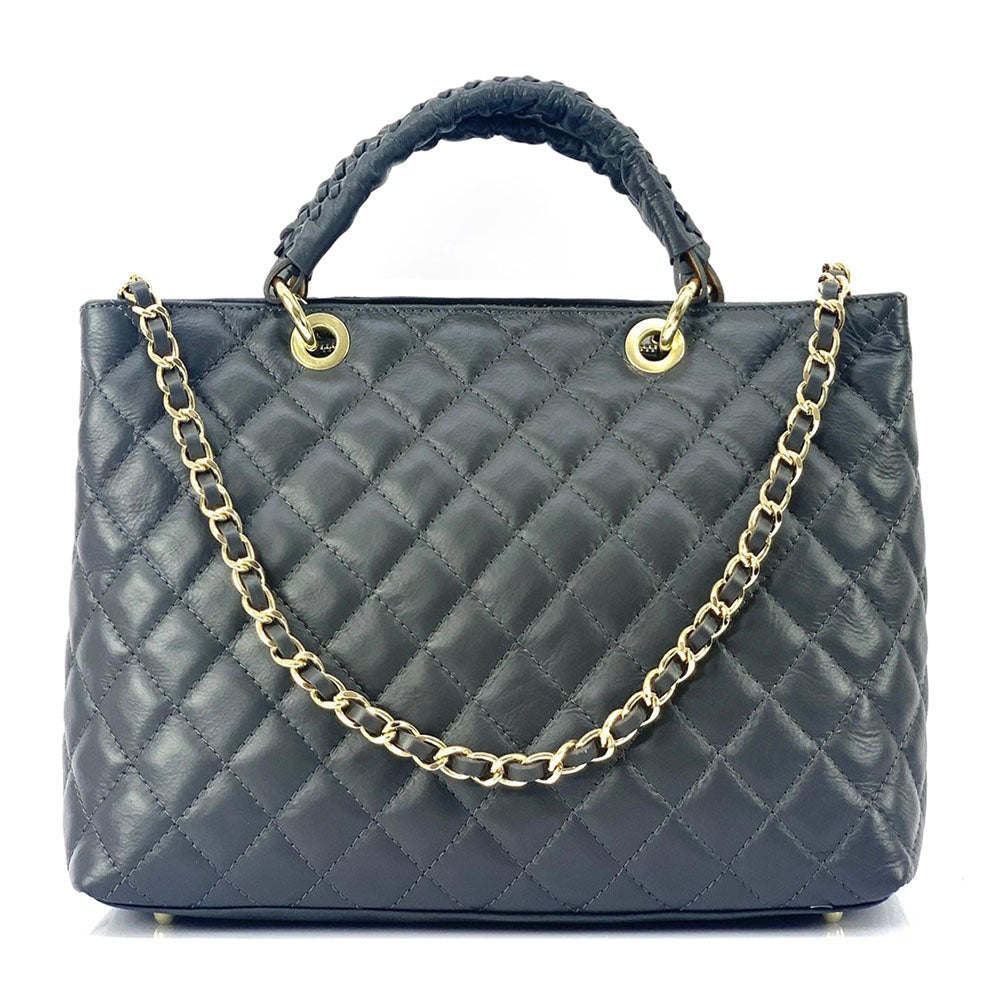 Severa Italian Genuine Leather Quilted Handbag - Made In Italy