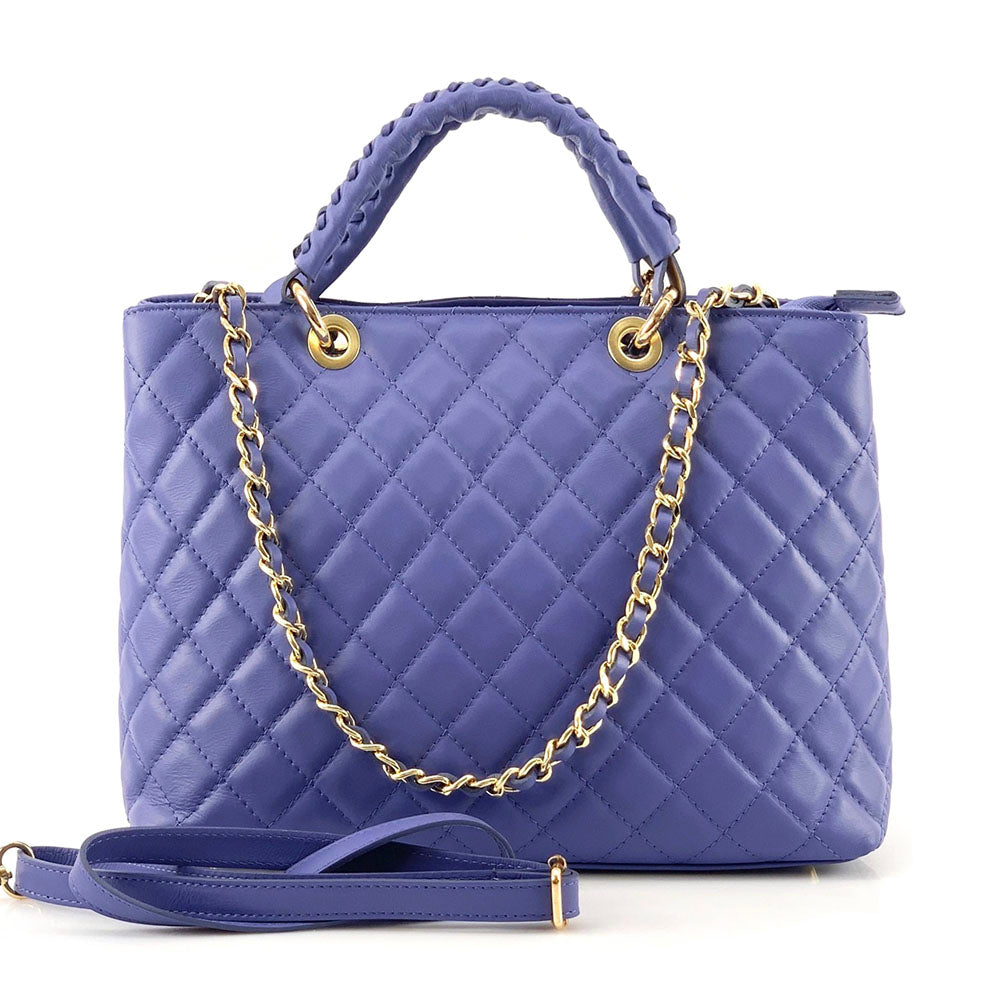 Severa Italian Genuine Leather Quilted Handbag - Made In Italy