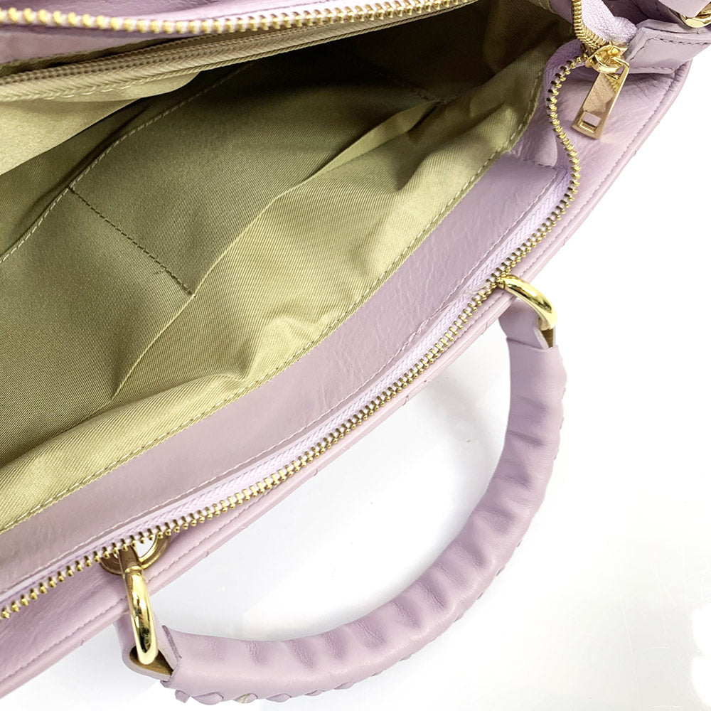 Severa Italian Genuine Leather Quilted Handbag - Made In Italy