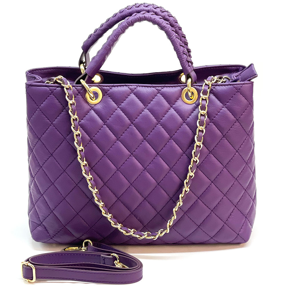 Severa Italian Genuine Leather Quilted Handbag - Made In Italy