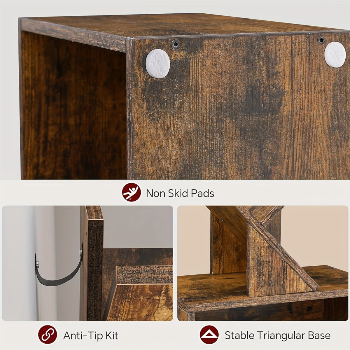 6 Tier Tree Bookshelf, Small Bookcase with Storage Cabinet, Modern Tall Narrow Bookshelves Organizer