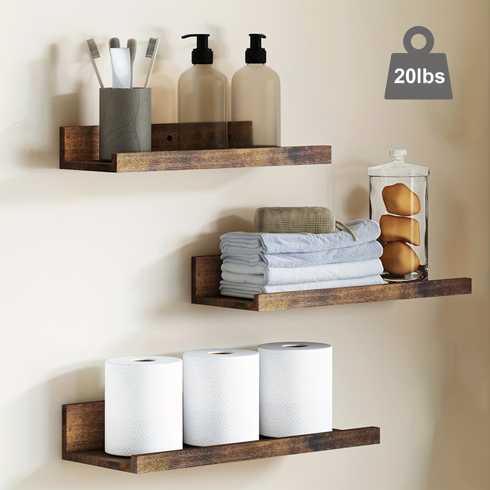 6pcs Floating Shelves, 6 Different Size, Wall Mounted Shelves For Home Decor