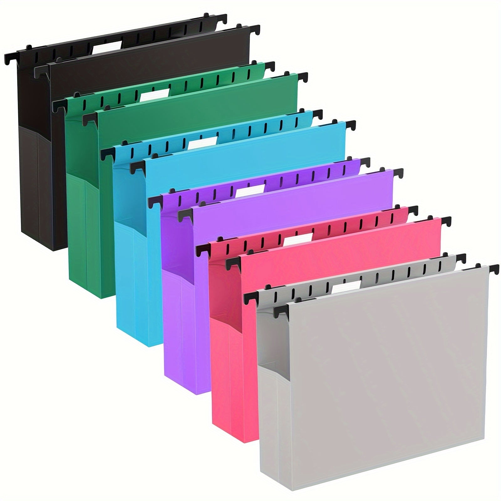 Extra Capacity Plastic Hanging File Folders, 6pcs Letter Size, 2" Expandable Heavy-Duty Organizers with Adjustable Tabs, Assorted Colors - Ideal for Documents & Notes