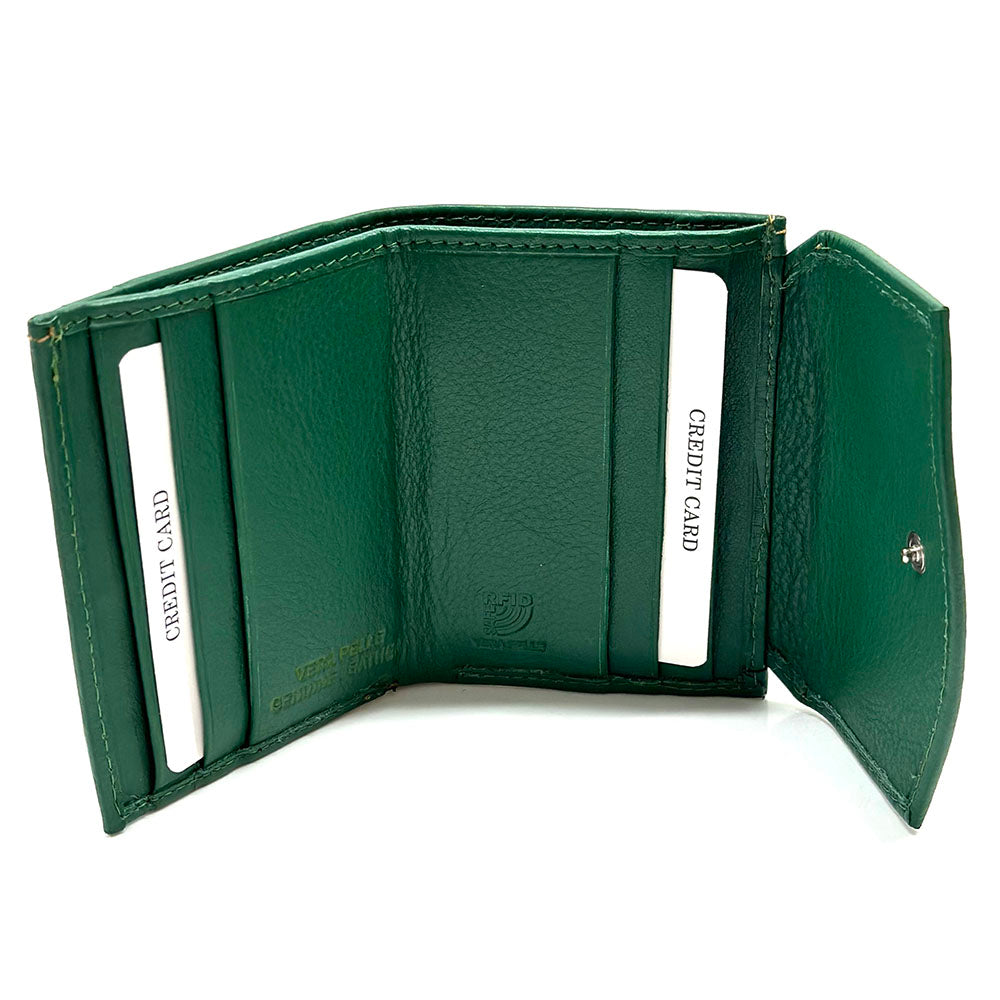 Liora Minimalist RFID Leather Mini Trifold Wallet - Made In Italy