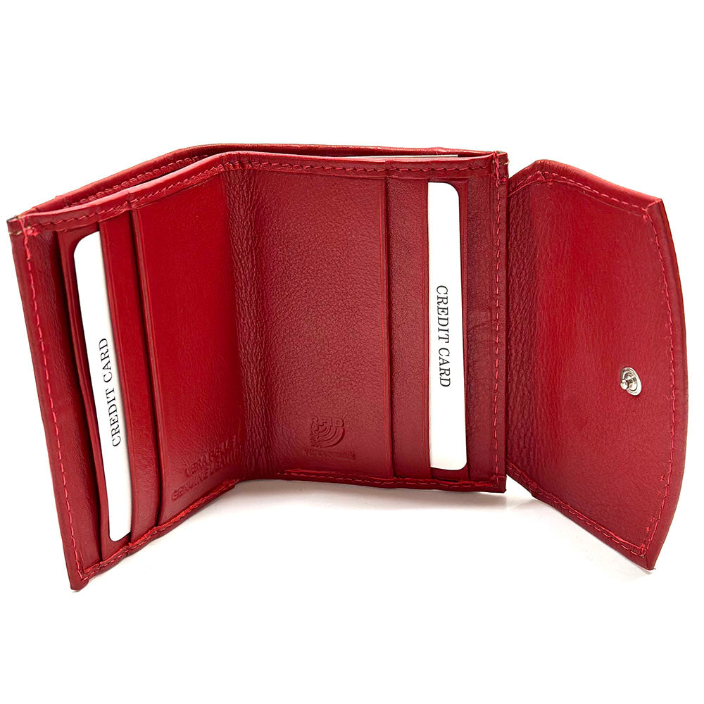 Liora Minimalist RFID Leather Mini Trifold Wallet - Made In Italy