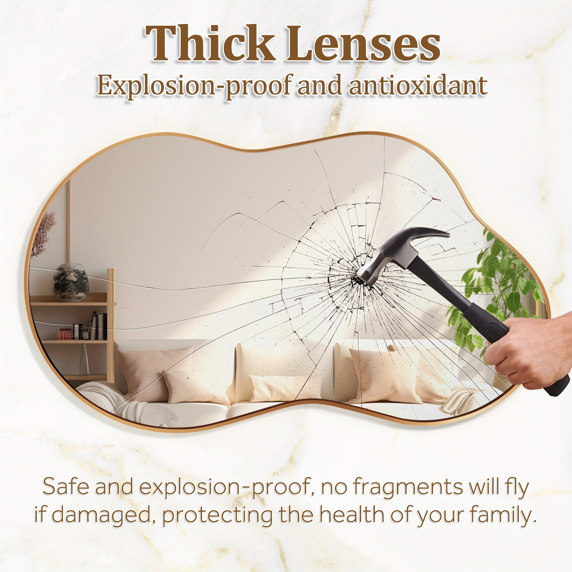 Golden Asymmetrical Mirror - Irregular Wall Mirror Aviation Aluminum Alloy Frame