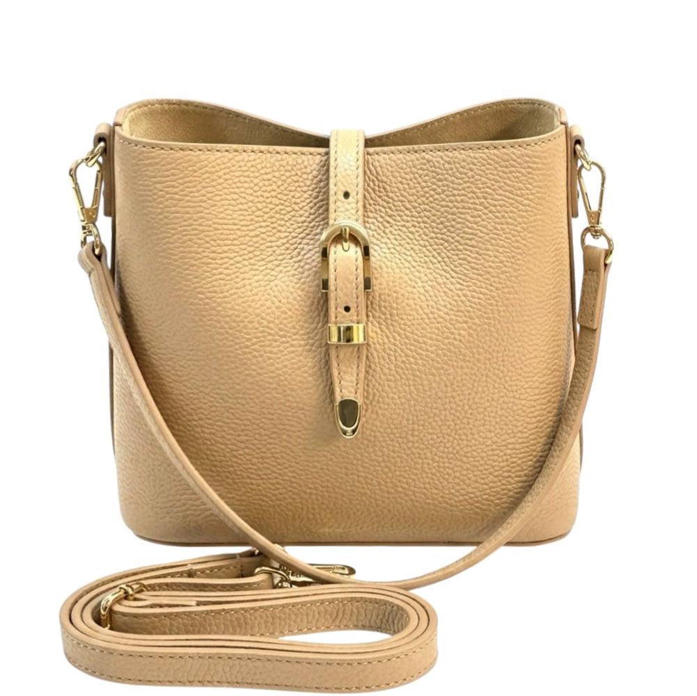Mafalda Soft Cow Leather Crossbody Bucket Bag - Made In Italy