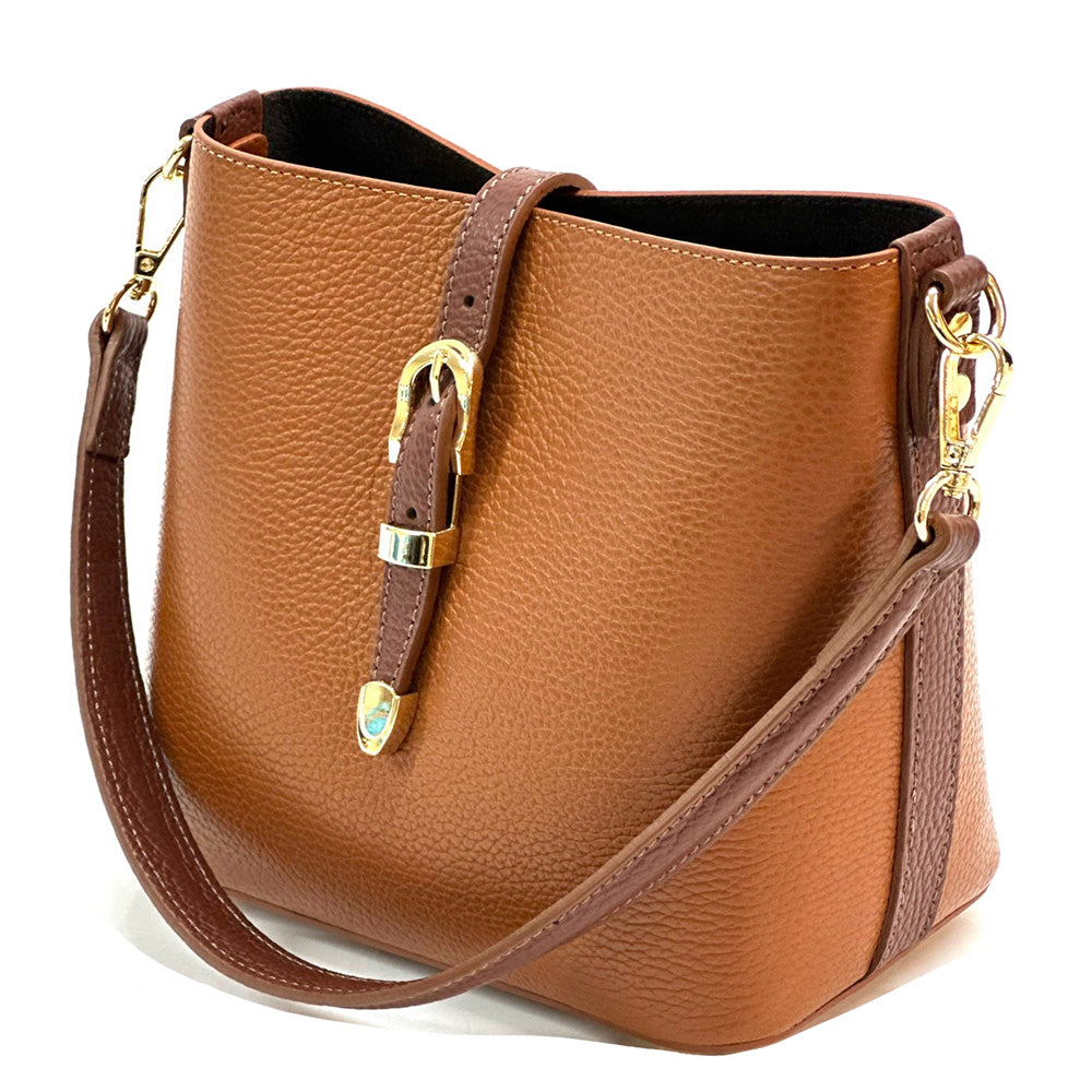 Mafalda Soft Cow Leather Crossbody Bucket Bag - Made In Italy