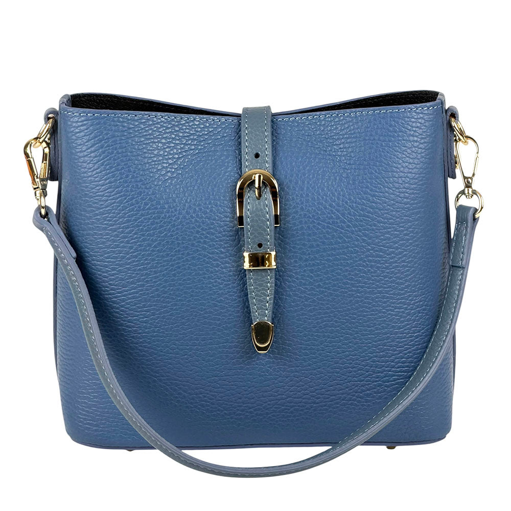 Mafalda Soft Cow Leather Crossbody Bucket Bag - Made In Italy