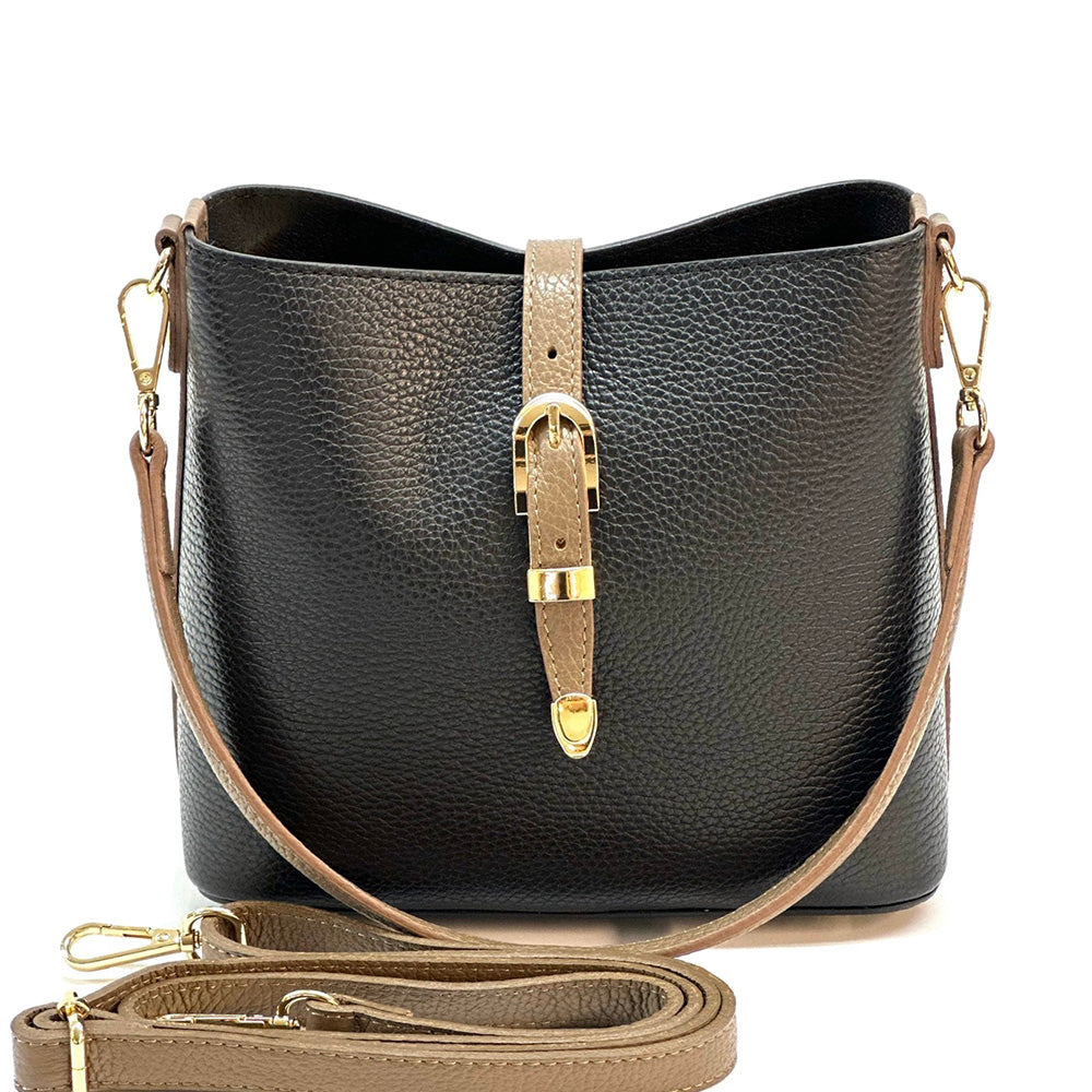 Mafalda Soft Cow Leather Crossbody Bucket Bag - Made In Italy