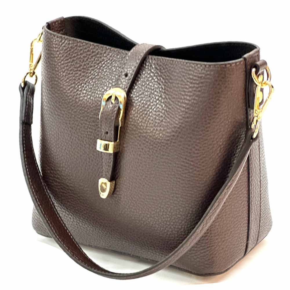 Mafalda Soft Cow Leather Crossbody Bucket Bag - Made In Italy
