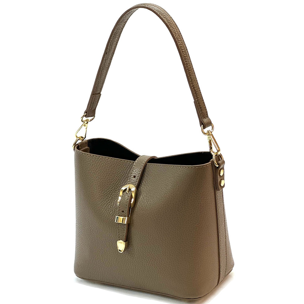 Mafalda Soft Cow Leather Crossbody Bucket Bag - Made In Italy