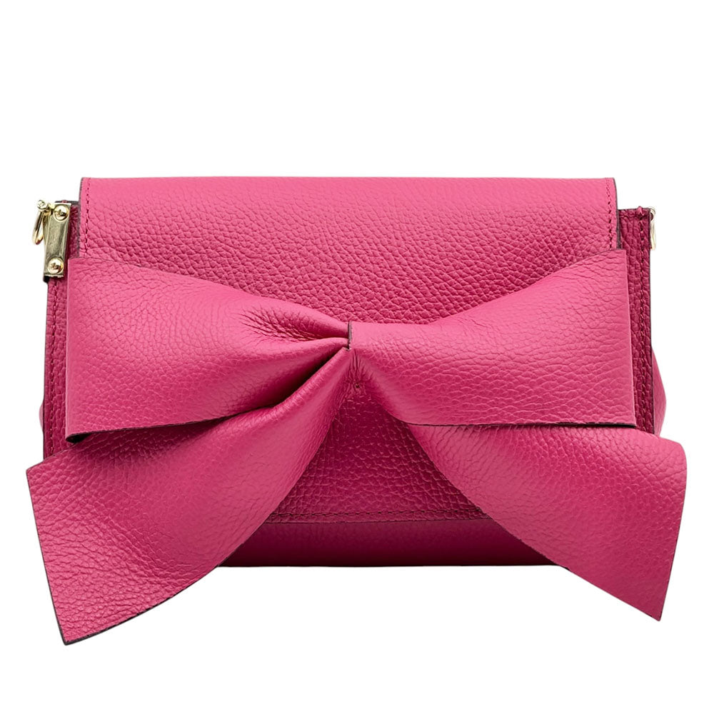 Liorenza Bow Cow Leather Crossbody Bag - Made In Italy