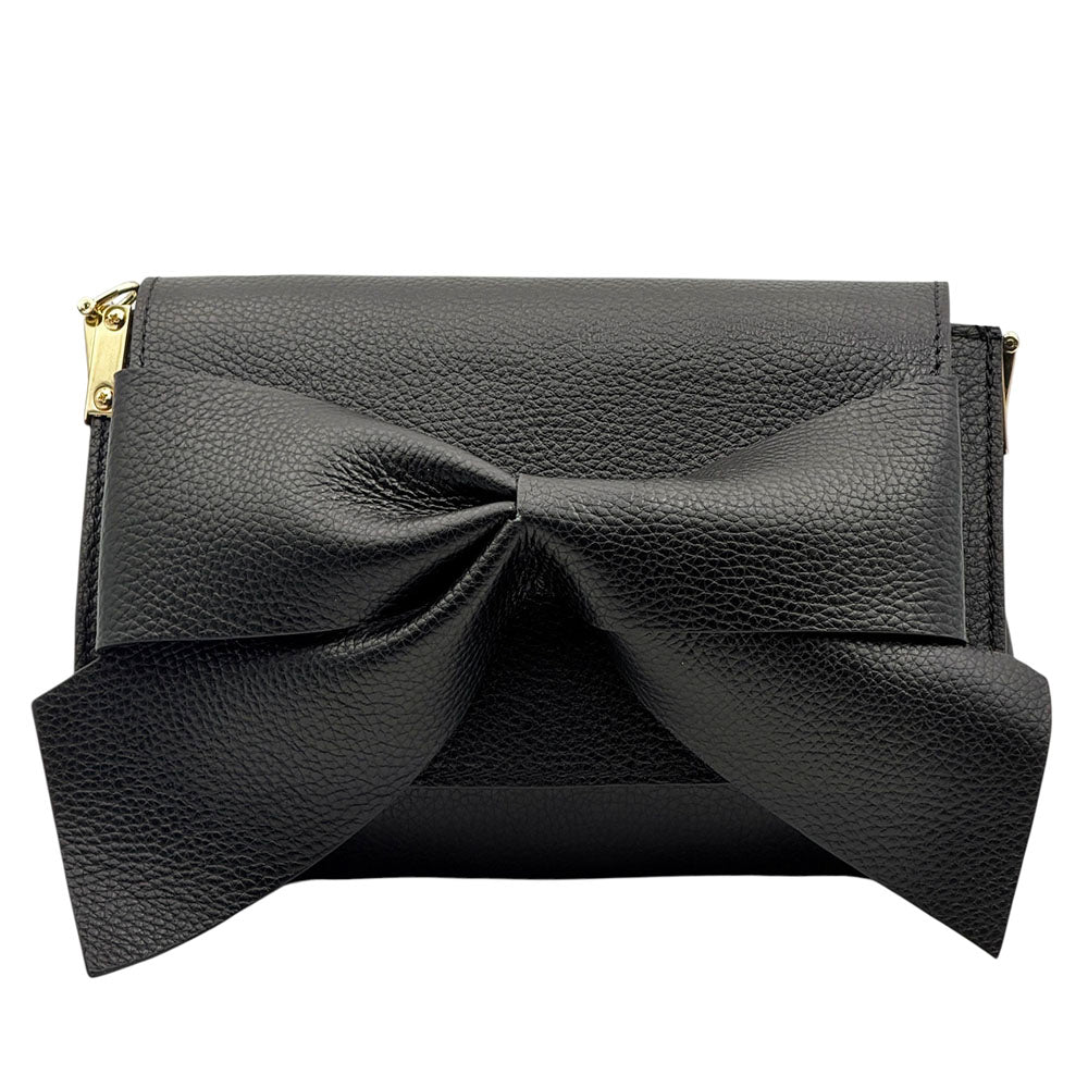 Liorenza Bow Cow Leather Crossbody Bag - Made In Italy