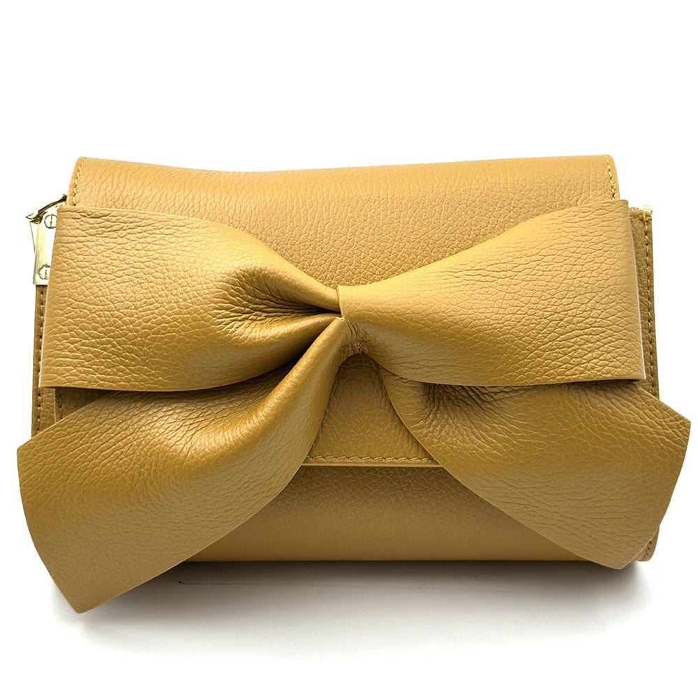 Liorenza Bow Cow Leather Crossbody Bag - Made In Italy