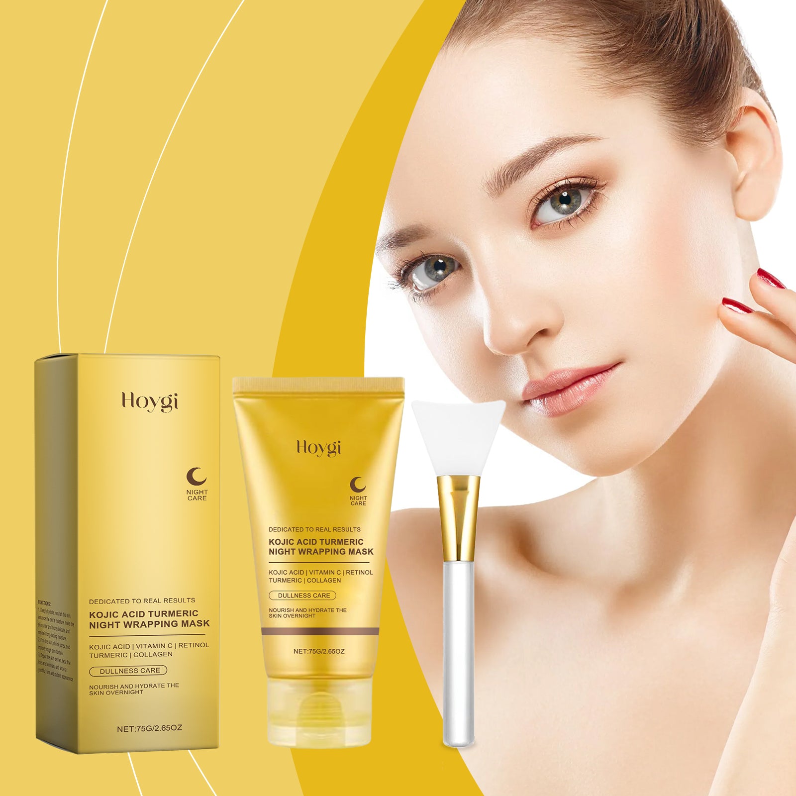 Hoygi Turmeric Collagen Peel-Off Mask (With A Scraper) Gently Cleanses, Moisturizes, Nourishes And Smooths The Facial Skin