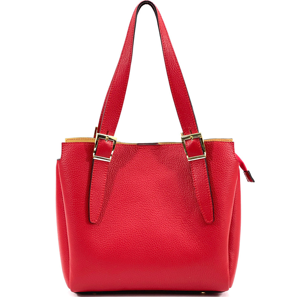 Alyssa Leather Shopping Bag - Made In Italy