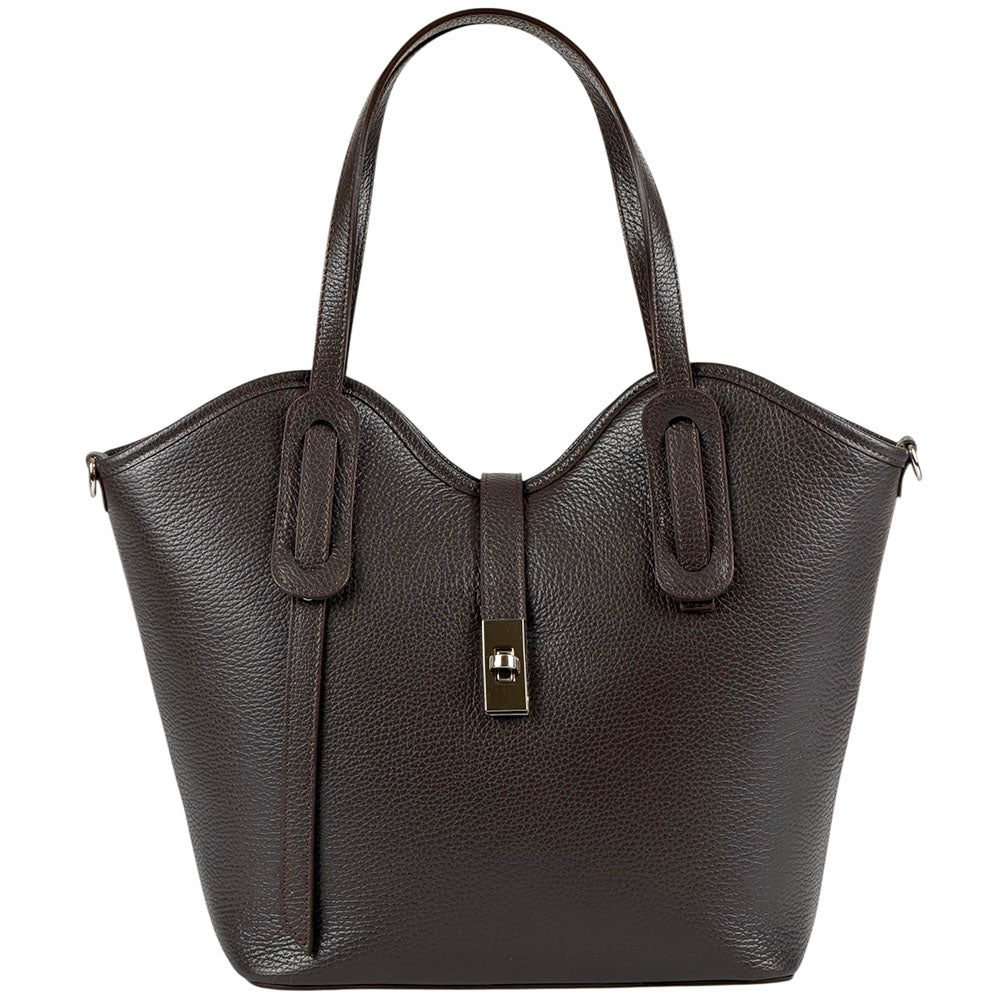 Bianca Large Italian Pebbled Cow Leather Tote Bag - Made In Italy