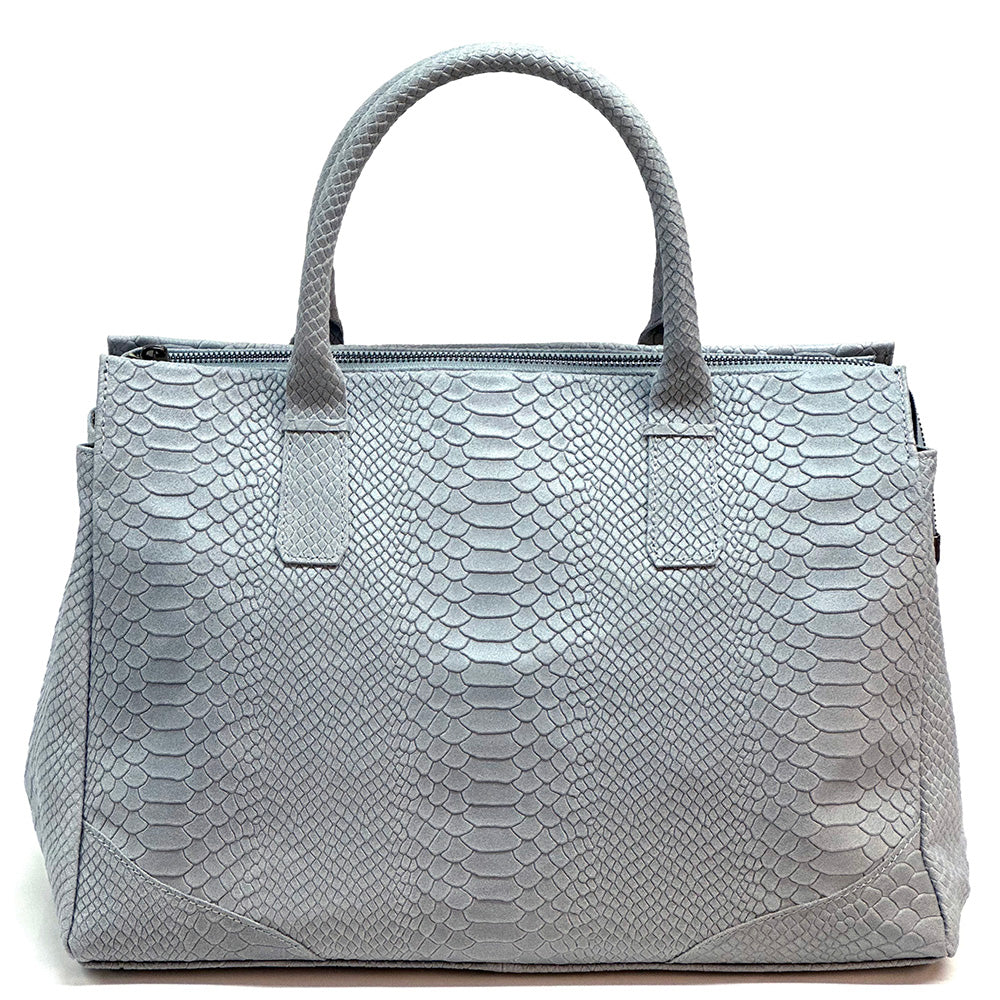 Serpentina Genuine Leather Bag with Python Print - Made In Italy