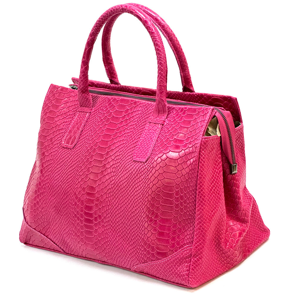 Serpentina Genuine Leather Bag with Python Print - Made In Italy